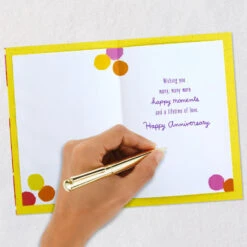 Hallmark The Sum Of Small, Happy Moments Anniversary Card For Couple -Hallmark Gift Shop Pink Yellow Red and Orange Polka Dots Anniversary Card 699AVY3435 06