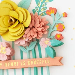 Hallmark My Heart Is Grateful Thank You Card -Hallmark Gift Shop Pink Yellow and Peach Flowers Thank You Card 859LAD4420 04