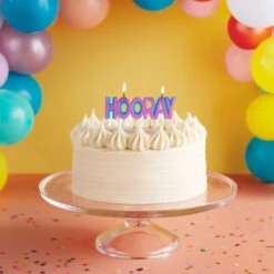 Pink And Blue "Hooray" Birthday Candle -Hallmark Gift Shop Pink and Blue Confetti Hooray Birthday Candle 3CPP1331 03