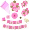Hallmark Color Pop Party Decor Kit, Pink And Gold -Hallmark Gift Shop Pink and Gold Party Supplies Banner Decorations 5CLP1019 01
