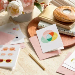 Hallmark Sunny Tropical Assorted Boxed Blank Notes, Pack Of 16 -Hallmark Gift Shop Pink and Green Beach Boxed Note Cards Assortment 3SOM1356 08