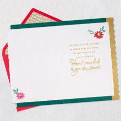 Hallmark Lacey Chabert Collection You Spread Hope And Cheer Every Day Christmas Card -Hallmark Gift Shop Pink and Red Poinsettias Christmas Card 699XXO4112 03