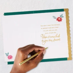 Hallmark Lacey Chabert Collection You Spread Hope And Cheer Every Day Christmas Card -Hallmark Gift Shop Pink and Red Poinsettias Christmas Card 699XXO4112 07