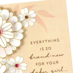 Hallmark A Brand-New Love New Baby Girl Card -Hallmark Gift Shop Pink and White Flowers New Baby Girl Card 759G2524 05