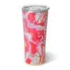 Swig Pink Lemonade Stainless Steel Tumbler, 22 Oz. -Hallmark Gift Shop Pink and Yellow Swirls Insulated Drinking Glass S102C22PL 01