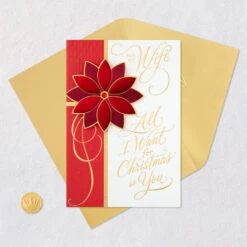 Hallmark All I Want Is You Christmas Card For Wife -Hallmark Gift Shop Poinsettia Flower Wife Christmas Card 899XZH5801 06
