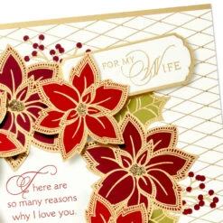 Hallmark I Love You With All My Heart Christmas Card For Wife -Hallmark Gift Shop Poinsettia Flower Wreath Wife Christmas Card 899XZH2816 05