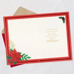 Hallmark You Make Life Warmer And Brighter Christmas Card -Hallmark Gift Shop Poinsettia Wreath on Green Christmas Card 699XZH1135 03