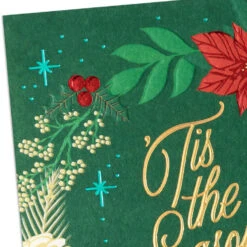 Hallmark You Make Life Warmer And Brighter Christmas Card -Hallmark Gift Shop Poinsettia Wreath on Green Christmas Card 699XZH1135 04