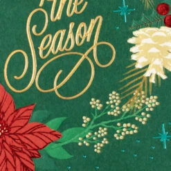 Hallmark You Make Life Warmer And Brighter Christmas Card -Hallmark Gift Shop Poinsettia Wreath on Green Christmas Card 699XZH1135 05