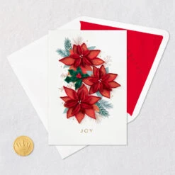 Hallmark Poinsettias And Holly Quilled Paper Handmade Christmas Card -Hallmark Gift Shop Poinsettias Quilled Paper Handmade Christmas Card 1359IXC1367 05