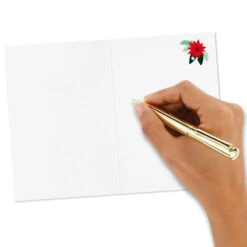 Hallmark Poinsettias On Green Blank Boxed Christmas Cards, Pack Of 12 -Hallmark Gift Shop Poinsettias on Green Blank Boxed Christmas Cards 1XSJ1023 05