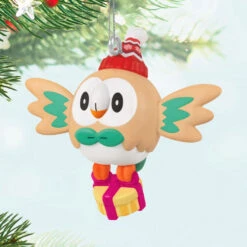 Hallmark Mini Pokémon Holiday Rowlet Ornament, 1.25" -Hallmark Gift Shop Pokmon Rowlet With Gift Keepsake Ornament 5QXM9532 02