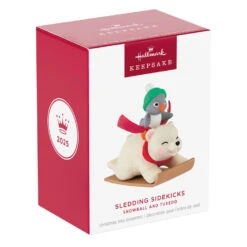 Hallmark Snowball And Tuxedo Sledding Sidekicks Ornament -Hallmark Gift Shop Polar Bear Penguin on Sled Keepsake Ornament 5QXR8362 08