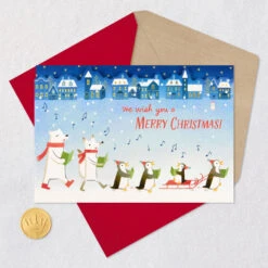 Hallmark Penguin And Polar Bear Carolers Pop-Up Christmas Card -Hallmark Gift Shop Polar Bear and Penguin Carolers PopUp Christmas Card 699XZH1237 07