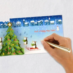 Hallmark Penguin And Polar Bear Carolers Pop-Up Christmas Card -Hallmark Gift Shop Polar Bear and Penguin Carolers PopUp Christmas Card 699XZH1237 08