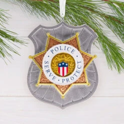 Police Badge Hallmark Ornament -Hallmark Gift Shop Police Badge Christmas Ornament 1HGO3645 02