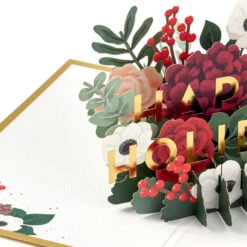 Hallmark All The Joy Flower Bouquet 3D Pop-Up Holiday Card -Hallmark Gift Shop PopUp Flower Bouquet Happy Holidays Card 1299IXC1054 04