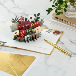 Hallmark All The Joy Flower Bouquet 3D Pop-Up Holiday Card -Hallmark Gift Shop PopUp Flower Bouquet Happy Holidays Card 1299IXC1054 08