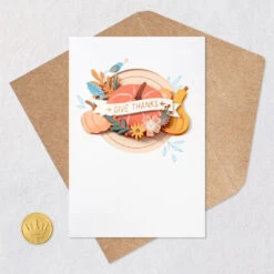 Hallmark Wishing You Every Good Thing Thanksgiving Card -Hallmark Gift Shop Pumpkins and Flowers Thanksgiving Card 699IET9004 05