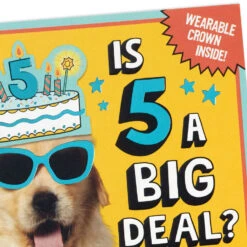 Hallmark Enjoy The Royal Treatment 5th Birthday Card With Crown And Stickers -Hallmark Gift Shop Puppy Dog 5th Birthday Card With Crown and Stickers 699HKB6261 06