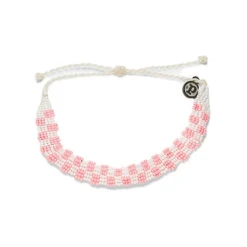 Pura Vida Pink Woven Seed Bead Checkerboard Bracelet