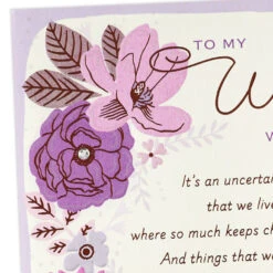 Hallmark My Wonderful, Beautiful Wife Romantic Anniversary Card -Hallmark Gift Shop Purple Flowers Romantic Poem Wife Anniversary Card 759AVY3211 05