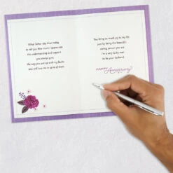 Hallmark My Wonderful, Beautiful Wife Romantic Anniversary Card -Hallmark Gift Shop Purple Flowers Romantic Poem Wife Anniversary Card 759AVY3211 07