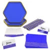 Hallmark Color Pop 60-Piece Tableware Premium Party Kit, Blue Hexagon -Hallmark Gift Shop Purple Hexagon Shape Plates Party in a Box Supplies 5CLP1012 01