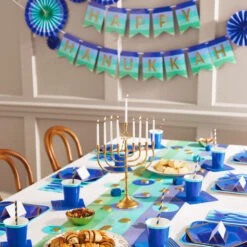 Hallmark Color Pop 60-Piece Tableware Premium Party Kit, Blue Hexagon -Hallmark Gift Shop Purple Hexagon Shape Plates Party in a Box Supplies 5CLP1012 03