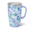 Swig Morning Glory Stainless Steel Travel Mug, 18 Oz. 2 Swig Morning Glory Stainless Steel Travel Mug, 18 Oz. -Hallmark Gift Shop Purple and Blue Floral Insulated Slim Travel Mug S102C18MN 01