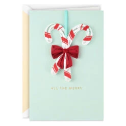 Hallmark All The Merry Candy Canes Quilled Paper Handmade Christmas Card