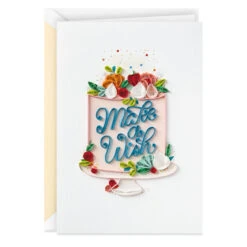 Hallmark Make A Wish Quilled Paper Handmade Birthday Card