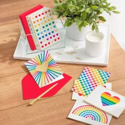 Hallmark Rainbow Hearts Boxed Blank Notes Assortment, Pack Of 24 -Hallmark Gift Shop Rainbow Hearts Assorted Boxed Blank Note Cards 5STZ1178 05