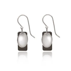 Silver Forest Rectangle And Oval Layered Silver-Tone Drop Earrings