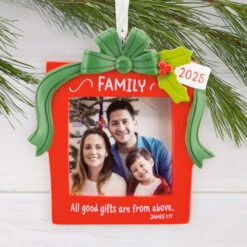Family 2025 Religious Photo Frame Hallmark Ornament -Hallmark Gift Shop Red Gift Religious Photo Frame Christmas Ornament 1HGO3599 02