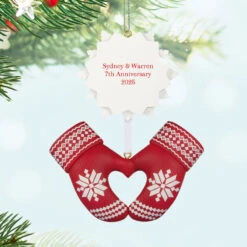 Hallmark Merry Mittens Personalized Ornament, Custom Text -Hallmark Gift Shop Red Mittens With Snowflake Personalized Ornament 1QHE2210B1 02