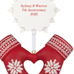 Hallmark Merry Mittens Personalized Ornament, Custom Text -Hallmark Gift Shop Red Mittens With Snowflake Personalized Ornament 1QHE2210B1 06