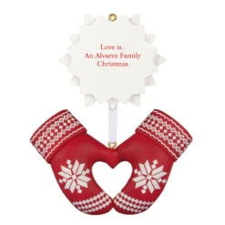 Hallmark Merry Mittens Personalized Ornament, Custom Text -Hallmark Gift Shop Red Mittens With Snowflake Personalized Ornament 1QHE2210B1 08