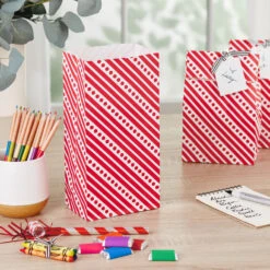 Hallmark Red Paper Goodie Bags With Labels, Pack Of 30 -Hallmark Gift Shop Red Paper Treat Bags With Labels 5EGB6488 02