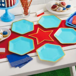 Hallmark Color Pop 60-Piece Tableware Premium Party Kit, Red Star -Hallmark Gift Shop Red Star Shape Plates Party in a Box Supplies 5CLP1013 03