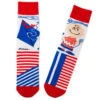 Hallmark Peanuts® Charlie Brown With Kite Novelty Crew Socks -Hallmark Gift Shop RedWhiteBlue Charlie Brown With Kite Socks 1PAJ3536 01
