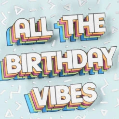 Hallmark Good Vibes Birthday Card -Hallmark Gift Shop Retro Rainbow Shadow Letters Good Vibes Birthday Card 759LAD2951 04