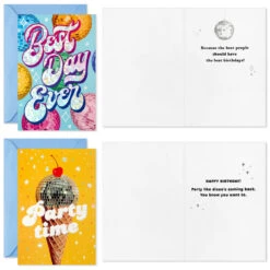 Hallmark Energetic And Fun Assorted Birthday Cards, Pack Of 36 -Hallmark Gift Shop Retro Rainbow and Disco Birthday Cards Assortment 5STZ1202 04