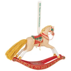 Hallmark 50 Years Of Memories Rocking Horse Special Edition Porcelain Ornament -Hallmark Gift Shop Rocking Horse 50 Years Keepsake Ornament 2599QGO2507 06
