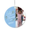 Hallmark Baby's First Christmas Round Metal Personalized Ornament, Custom Vertical Photo And Text -Hallmark Gift Shop Round Babys 1st Personalized Ornament 1OFM1006B3 01
