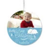 Hallmark Baby's First Christmas Round Metal Personalized Ornament, Custom Horizontal Photo And Text -Hallmark Gift Shop Round Babys 1st Personalized Ornament 1OFM1006B5 01