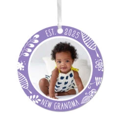 Hallmark New Grandma Round Metal Personalized Ornament, Custom Photo And Text