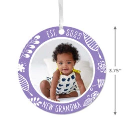 Hallmark New Grandma Round Metal Personalized Ornament, Custom Photo And Text -Hallmark Gift Shop Round Grandma Personalized Ornament 1OFM1006B7 04