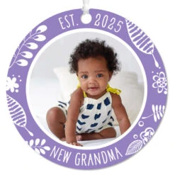 Hallmark New Grandma Round Metal Personalized Ornament, Custom Photo And Text -Hallmark Gift Shop Round Grandma Personalized Ornament 1OFM1006B7 06